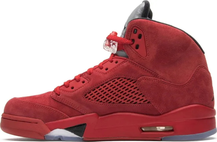 Air Jordan 5 Retro Red Suede Sneakers, red