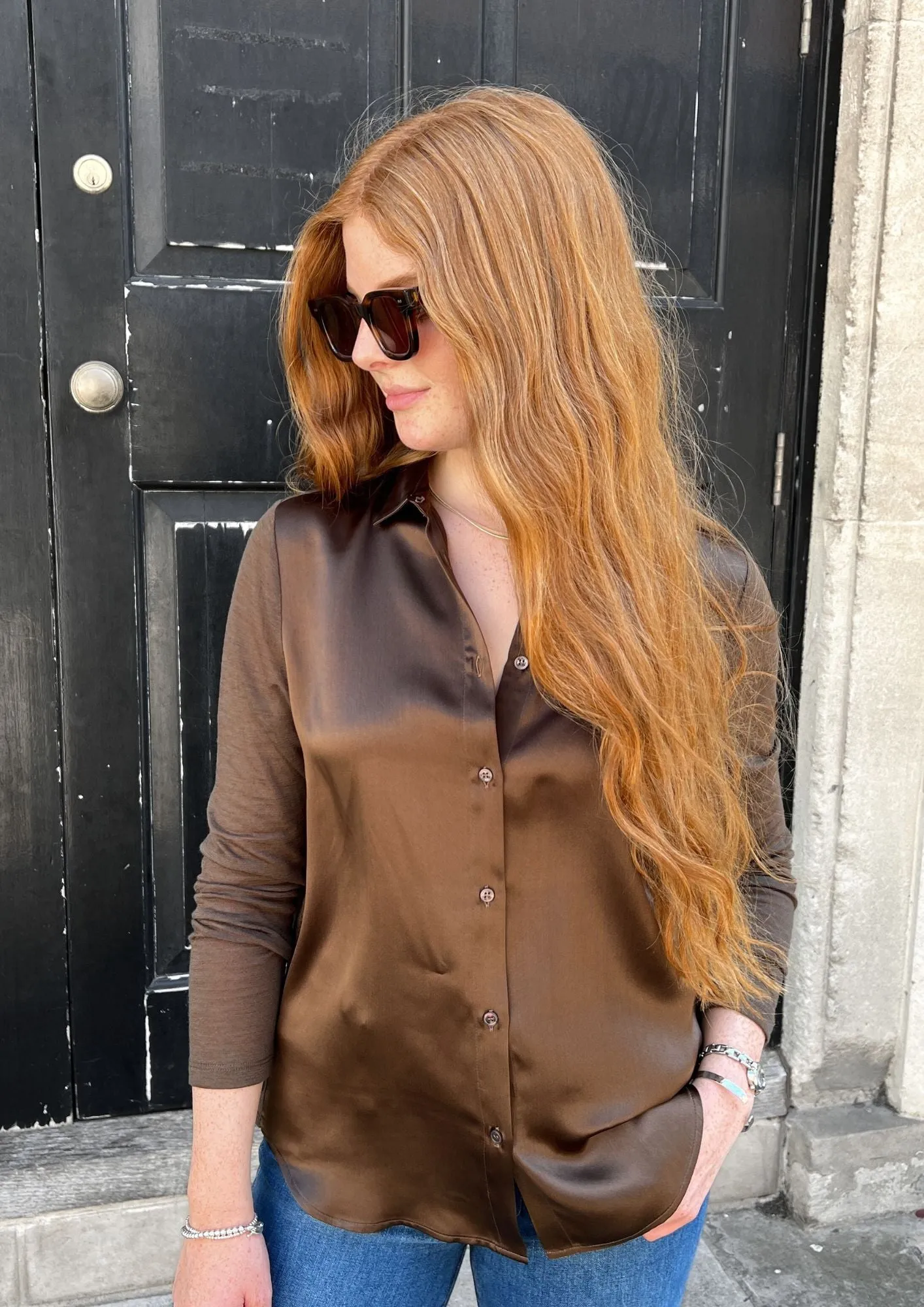 Silk Front Shirt Cocoa