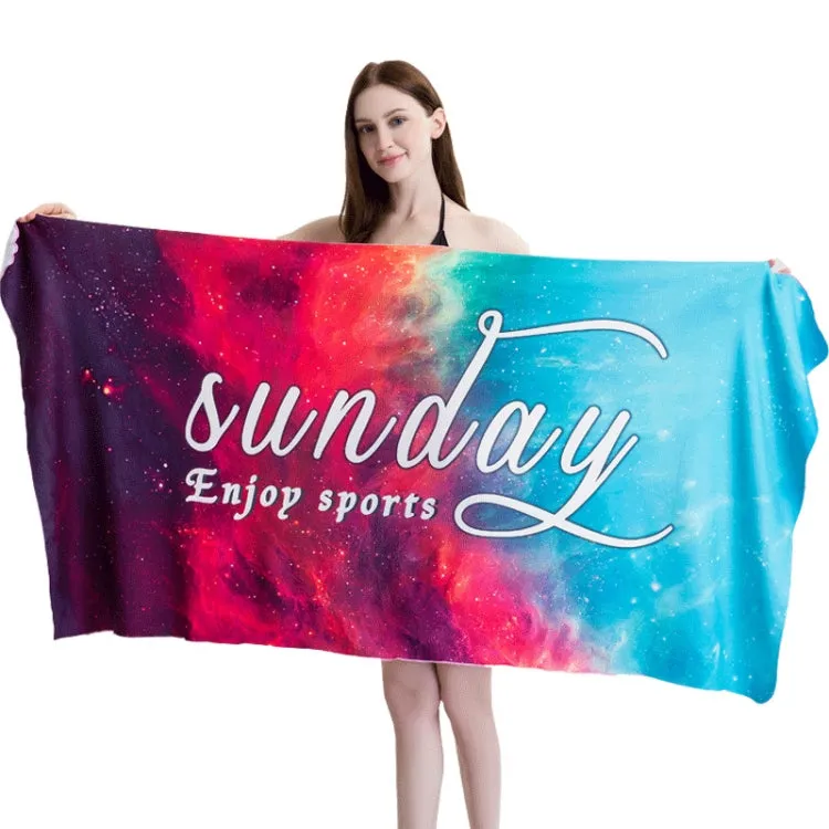 Sports Fitness Swimming Bath Towel Printed Double-Sided Velvet Absorbent Quick-Drying Beach Towel, Size: 155x80cm (Soft Lightning)