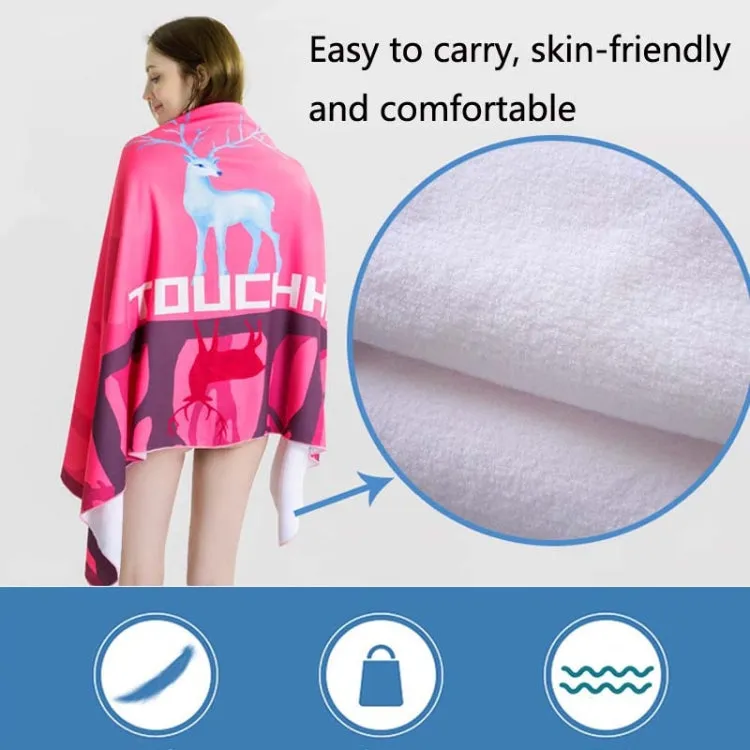 Sports Fitness Swimming Bath Towel Printed Double-Sided Velvet Absorbent Quick-Drying Beach Towel, Size: 155x80cm (Soft Lightning)